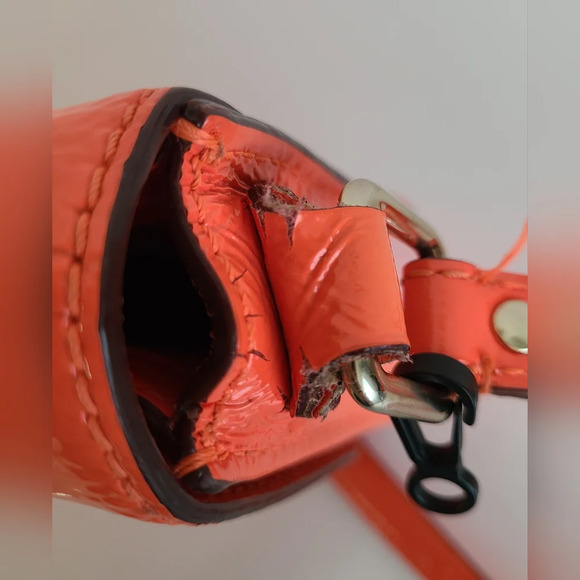 Kate Spade Neon Coral New York Flicker Ellie Patent Leather Clutch Crossbody Bag - Picture 9 of 10